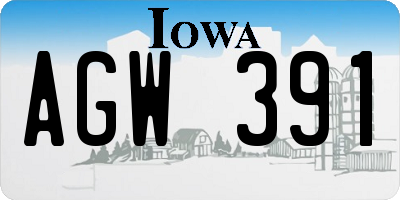 IA license plate AGW391