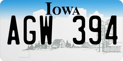 IA license plate AGW394