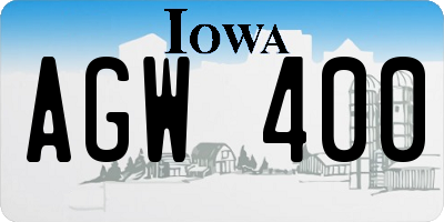 IA license plate AGW400