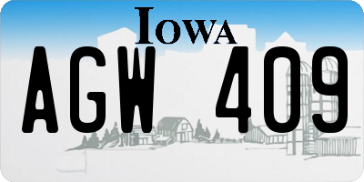 IA license plate AGW409