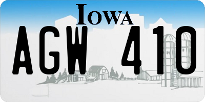 IA license plate AGW410