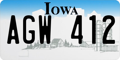IA license plate AGW412