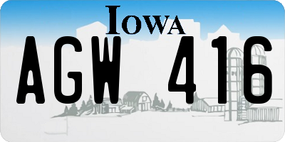 IA license plate AGW416