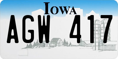 IA license plate AGW417