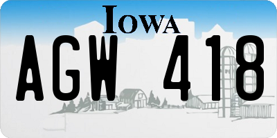 IA license plate AGW418