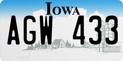 IA license plate AGW433