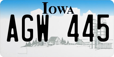 IA license plate AGW445