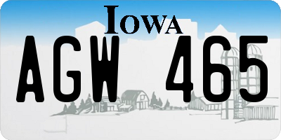 IA license plate AGW465