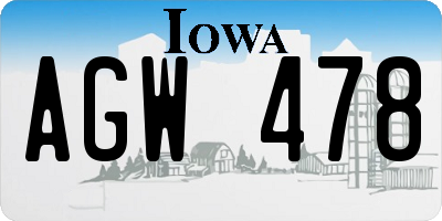 IA license plate AGW478