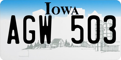 IA license plate AGW503