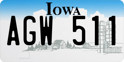 IA license plate AGW511