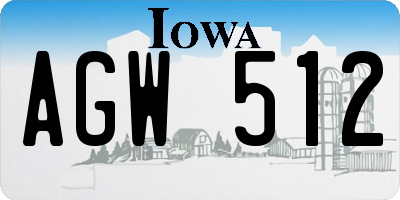 IA license plate AGW512