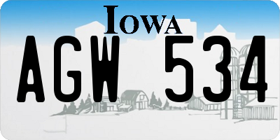 IA license plate AGW534