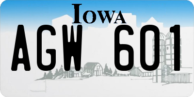 IA license plate AGW601