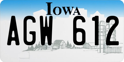 IA license plate AGW612
