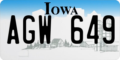 IA license plate AGW649