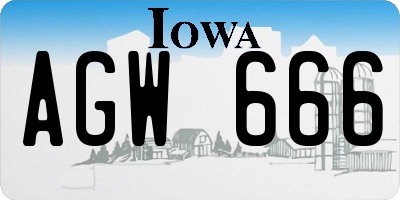 IA license plate AGW666