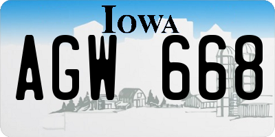 IA license plate AGW668
