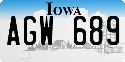IA license plate AGW689