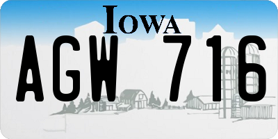 IA license plate AGW716
