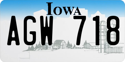 IA license plate AGW718