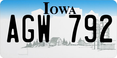 IA license plate AGW792