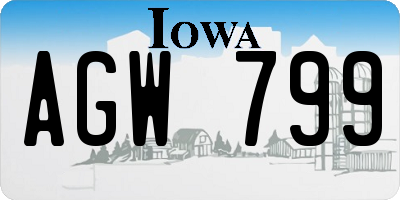 IA license plate AGW799