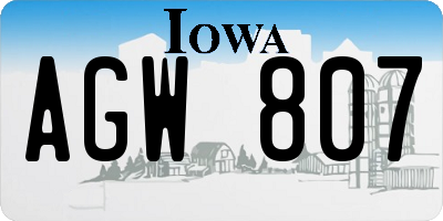 IA license plate AGW807
