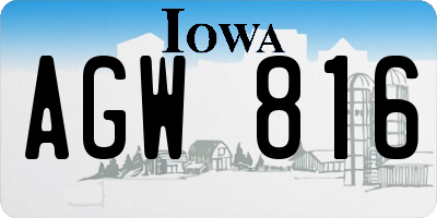IA license plate AGW816