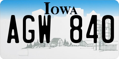 IA license plate AGW840