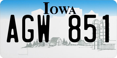 IA license plate AGW851
