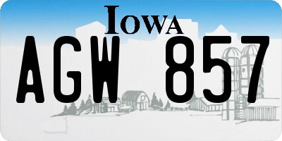 IA license plate AGW857