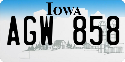 IA license plate AGW858