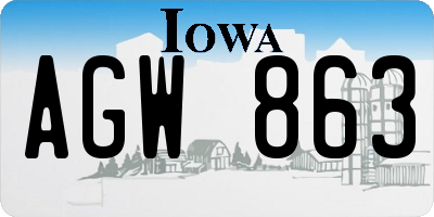 IA license plate AGW863