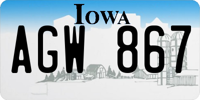IA license plate AGW867