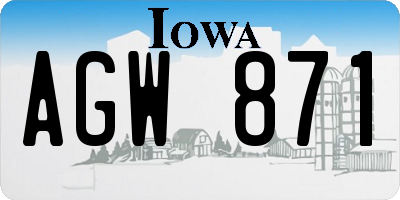 IA license plate AGW871
