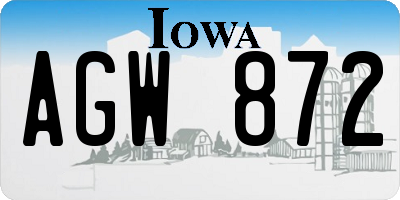 IA license plate AGW872
