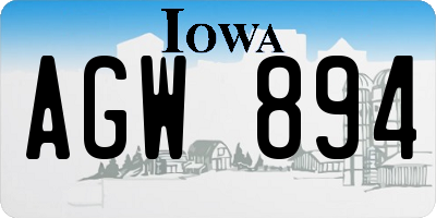 IA license plate AGW894