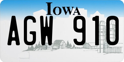 IA license plate AGW910