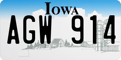 IA license plate AGW914