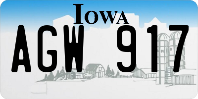 IA license plate AGW917