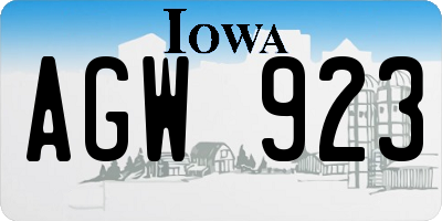 IA license plate AGW923