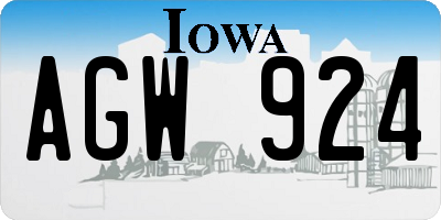 IA license plate AGW924