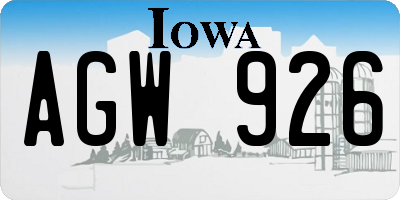 IA license plate AGW926