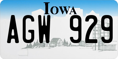 IA license plate AGW929