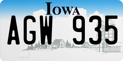 IA license plate AGW935