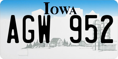 IA license plate AGW952