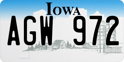 IA license plate AGW972