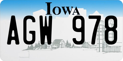 IA license plate AGW978