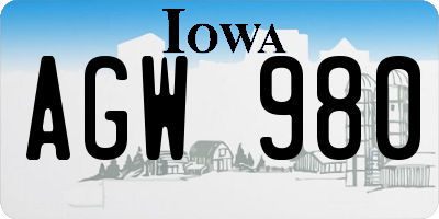 IA license plate AGW980